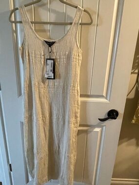 Sleeveless Cream Maxi Dress - Lightweight Textured Summer Dress